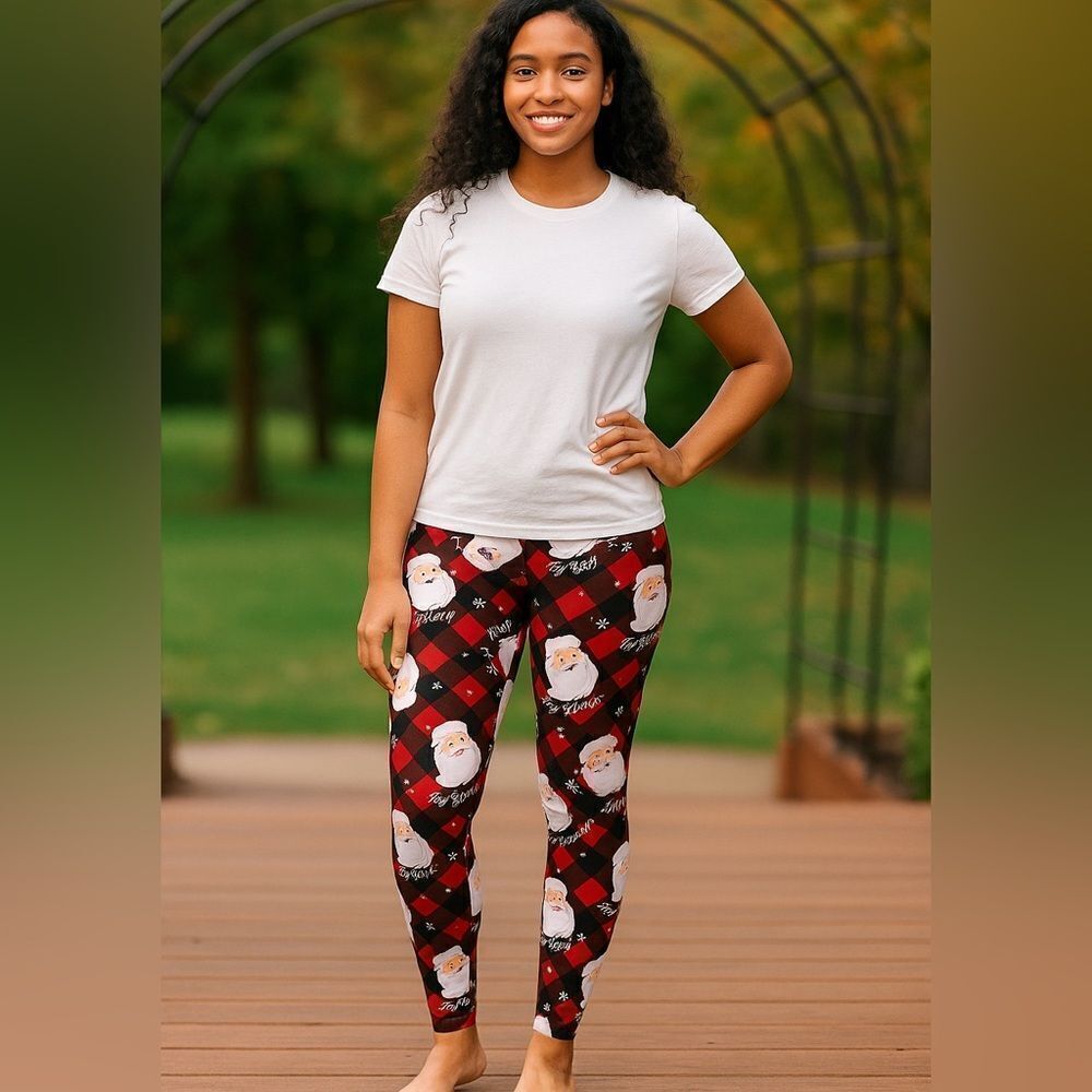 Festive Santa Print Leggings Size XS